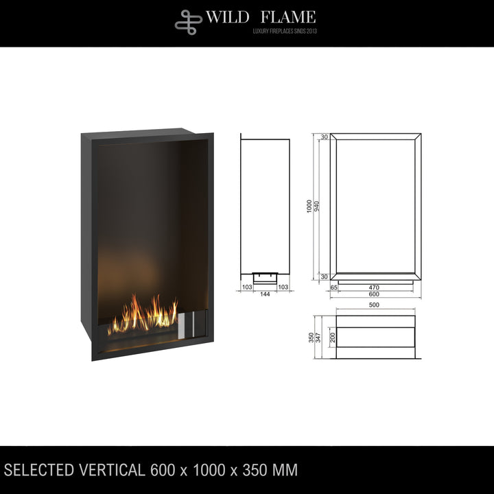 Bioethanol Einbaukamin - SELECTED Vertikal 100