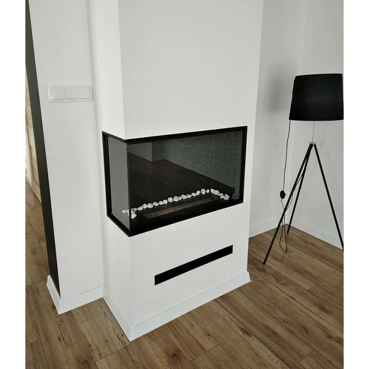 Bioethanol Eck Einbaukamin 80cm links Wohnzimmer Trockenbau Einbau Ethanolkamin Kaminofen