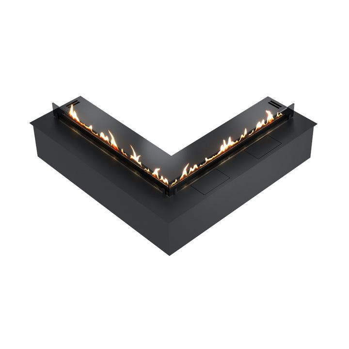 Bioethanol Einbau Brenner Ecke mit Fernbedienung SmartFire CORNER von Wild Flame Draufsicht mit Glas