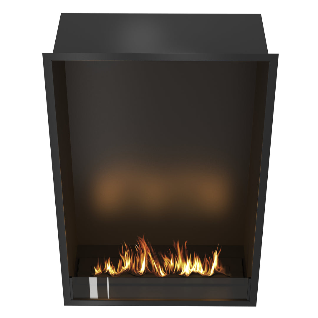 Bioethanol Einbau Kamin Ofen SELECTED Vertikal 80x120x35cm von Wild Flame Frontal