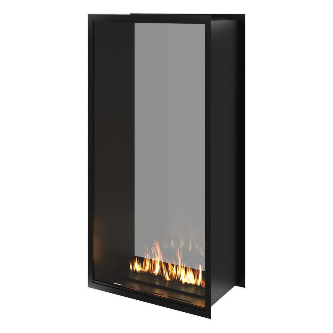 Bioethanol Einbau Kamin Ofen Einbaukamin Zweiseitig und Vertikal für Raumteiler mit Vollverglasung FAME 60x100cm von Wild Flame geschlossen