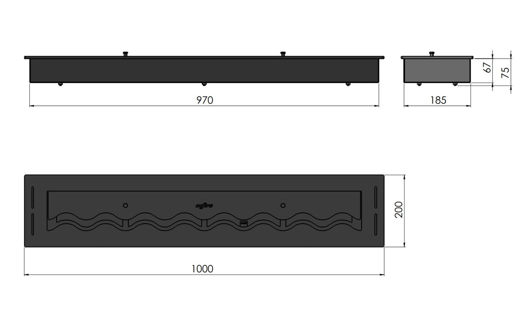 Bioethanol Einbaubrenner - WAVE 100cm
