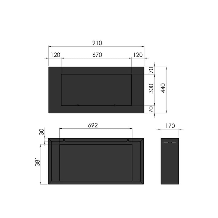 Bioethanol Wandkamin - Black Box